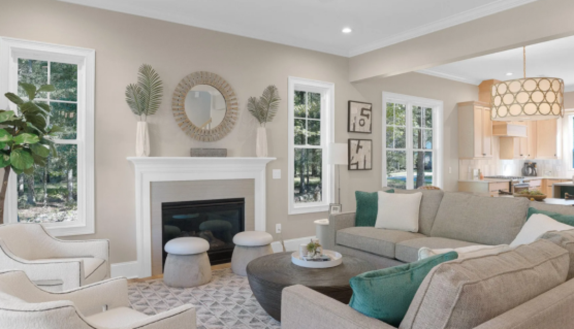 Verbena Model Home living room interior in River Bluffs Community