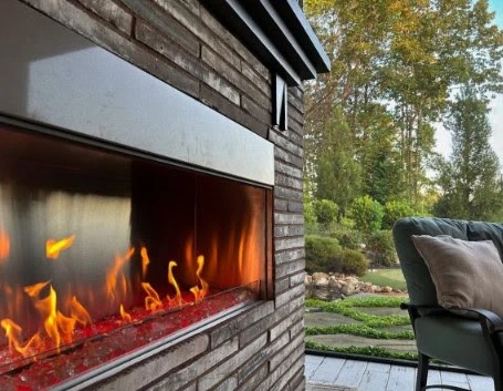 Stay warm when its cold outside next to this gas fireplace
