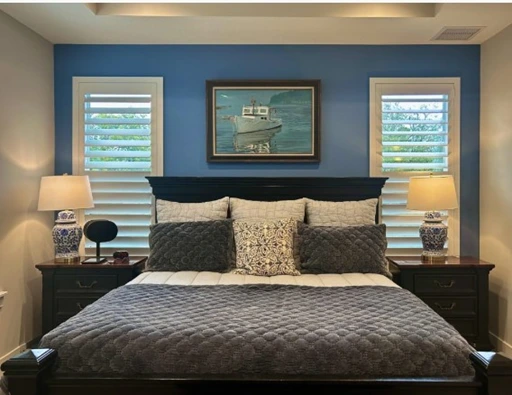 Colors like blue add feelings of joy to a home.